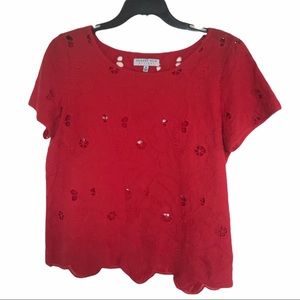 August Silk options red top M